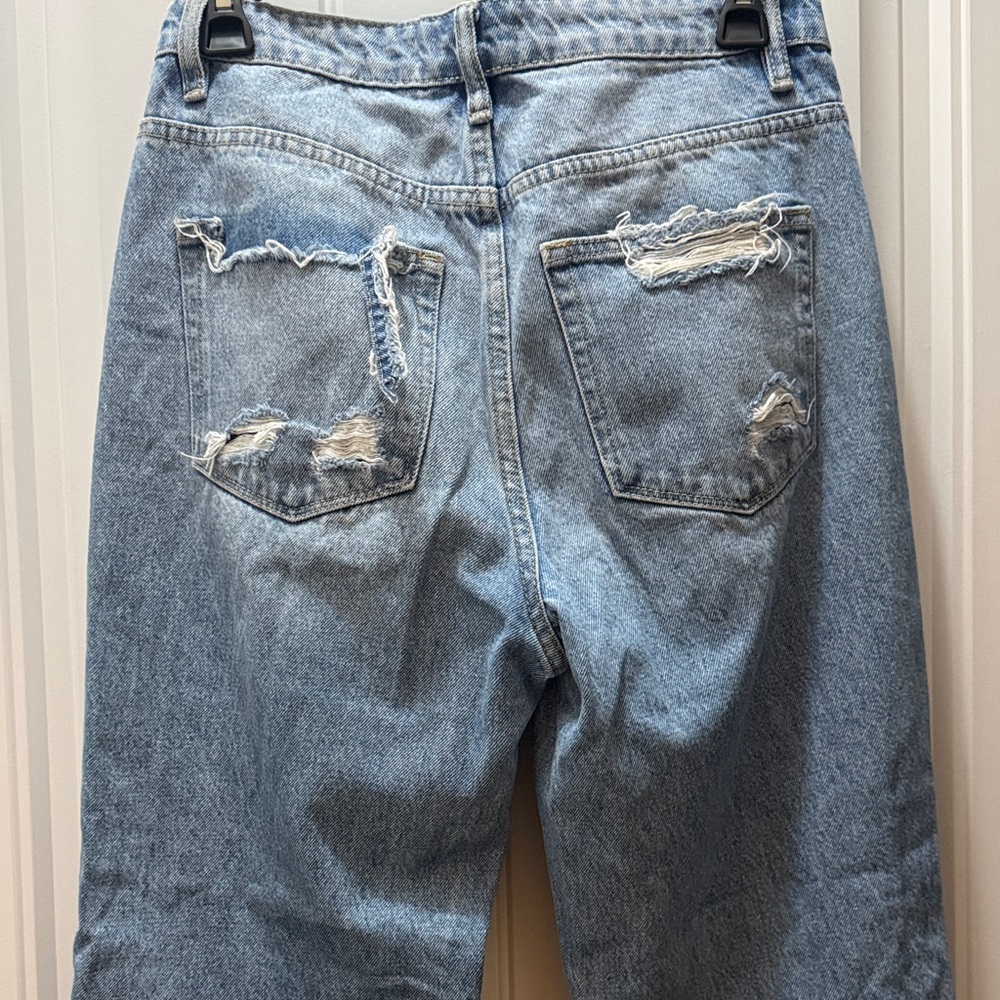 Flying Monkey Light Blue Distressed Straight Leg Jeans - Women's - Picture 4 of 4